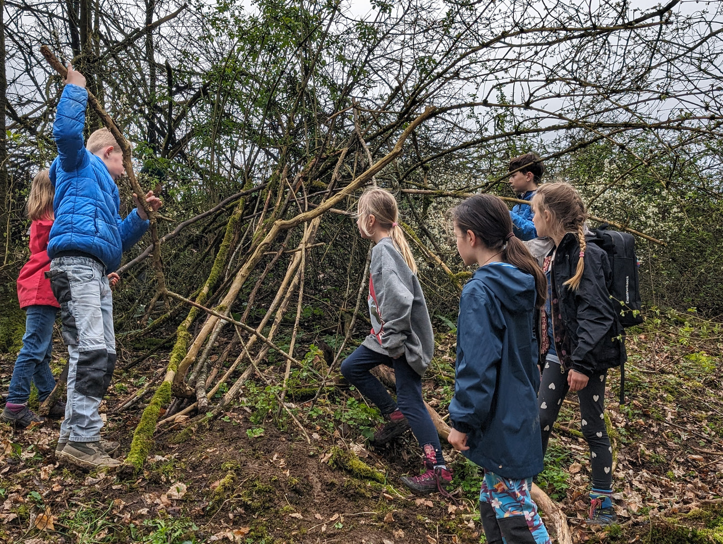 Um das letzte Rätsel zu lösen, müssen die Kinder ein Waldversteck bauen, damit sie auch niemand beim Lösen des Rätsels entdeckt