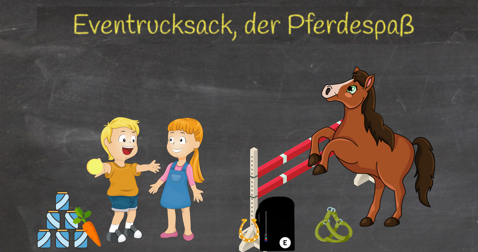 Der Eventrucksack Pferdespaß sorgt mit tollen Spielen für einen fantastischen Tag rund um das Thema Pferd. Ideal für einen Pferdegeburtstage.